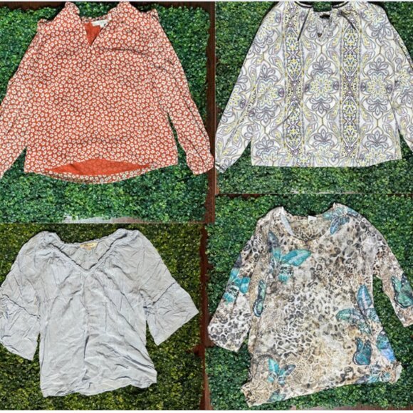 BUNDLE OF 7 WOMEN'S FLORAL AND SUMMER TOPS SIZE LARGE - Picture 1 of 16